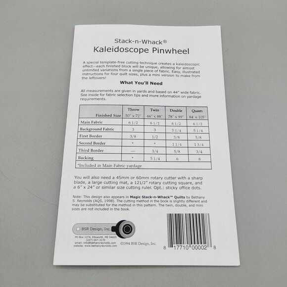 Stack n Whack Kaleidoscope Pinwheel Quilt Pattern Multiple Sizes - Picture 3 of 3